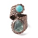 Natural Fluorite & Synthetic Turquoise Open Cuff Ring(RJEW-I082-09R)-2