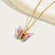 collier pendentif papillon en plastique avec chaînes en acier inoxydable doré(XQ2799-2)-1