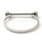 Non-Tarnish 304 Stainless Steel D Shape Bar Screw Bangle, Shackle Horseshoe Bangle for Men Women, Stainless Steel Color, Inner Diameter: 1-7/8x2-3/8 inch(4.8x6cm)(BJEW-G636-05A-P)