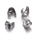 Tarnish Resistant 304 Stainless Steel Snap on Bails, Stainless Steel Color, 9.5x9x6.5mm, Pin: 1mm(STAS-P223-06P)