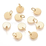 Ion Plating(IP) 304 Stainless Steel Charms, Stamping Blank Tag, with Jump Rings, Flat Round, Golden, 8x0.7mm, Hole: 3.5mm(STAS-I124-01C-G)