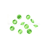 Glass Rhinestone Cabochons, DIY Accessories for Jewelry Pendant Making, Birthstone Color Style Rhinestone, Diamond Shape, Peridot, 5mm, 20pcs/bag(GLAA-TAC0005-5mm-08)