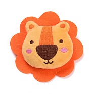 Lion Cotton & Non-Woven & Velvet Fabric Brooch, Cartoon Doll Iron Lapel Pin for Girl Women, Coral, 96x28mm(JEWB-A003-06)