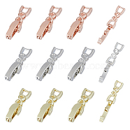 SUPERFINDINGS 12Pcs 3 Colors Brass Fold Over Clasps, for Bracelet Necklace Making, Mixed Color, 23x5x4mm, 3 colors, 4pcs/color, 12pcs(KK-FH0007-44)