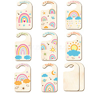 Wood Baby Closet Size Dividers, Baby Clothes Organizers, from Newborn to Toddler, Rainbow Pattern, 100x180x2.5mm, 10pcs/set(AJEW-WH0353-010)
