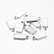 Original Color Stamping Blank Tag Charms 304 Stainless Steel Rectangle Pendants, 11x4x0.6mm, Hole: 1.5mm(X-STAS-Q074)