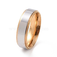 Two Tone 201 Stainless Steel Plain Band Ring for Women, Golden & Stainless Steel Color, Inner Diameter: 17mm(RJEW-I089-21GP)