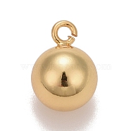 Brass Ball Charms, Round, Cadmium Free & Nickel Free & Lead Free, Long-Lasting Plated, Real 18K Gold Plated, 10.5x7.5mm, Hole: 1mm(KK-M229-74G)