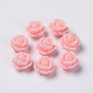 Rose Flower Opaque Resin Beads, Hot Pink, 9x7mm, Hole: 1mm(X-CRES-B1029-A02)