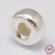 925 Sterling Silver Spacer Beads, Rondelle, Silver, 3x2mm, Hole: 1mm(STER-K021-04S-A)