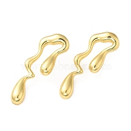 Rack Plating Brass Melting Teardro Dangle Stud Earrings for Women, Lead Free & Cadmium Free, Long-Lasting Plated, Real 18K Gold Plated, 38x13mm(EJEW-Z019-01G)