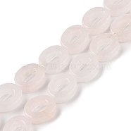 Natural Rose Quartz Beads Strands, Hollow Flat Oval, Number Zero Beads, 12x10x3.5~4mm, Hole: 1.2mm, about 20pcs/strand, 9.61''(24.4cm)(G-M439-A15-01)