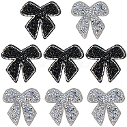 8Pcs 2 Colors Bowknot Hotfix Rhinestone Appliques, Mixed Color, 60x59x2.5mm, 4pcs/color(DIY-CP0009-66)