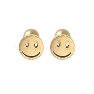 304 Stainless Steel Stud Earrings for Women, Golden, Smiling Face, 0.6mm(EJEW-E603-04A-G)