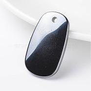 Non-Magnetic Synthetic Hematite Pendants, Oval, 39x22x6mm, Hole: 3mm(G-D802-01)