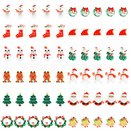 60Pcs 12 Styles Christmas Theme Resin Cabochons Sets, Christmas Tree & Reindeer & Snowman, Mixed Patterns, 18~25.5x15~21x3.5~5mm, 5pcs/style(CRES-GF0001-05)