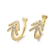 Clear Cubic Zirconia Arrow Cuff Earrings, Rack Plating Brass Jewelry, Long-Lasting Plated, Cadmium Free & Lead Free, Real 18K Gold Plated, 14.5x12x8.5mm(EJEW-R150-15G)
