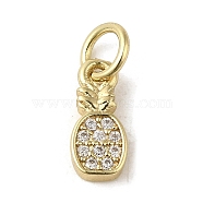 Brass Micro Pave Clear Cubic Zirconia Charms, Real 18K Gold Plated, Pineapple, 10.5x4.5x1.5mm, Hole: 3mm(KK-M283-17A-01)