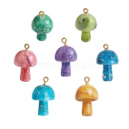 7Pcs 7 Colors Natural Quartz Pendants, with Light Gold Plated Alloy Loops and Natural Opal, Dyed & Heated, Mushroom Charm, Mixed Color, 26.5x16mm, Hole: 2mm, 1pc/color(G-SZ0002-21)