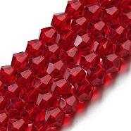 Transparent Glass Beads Strands, Faceted, Bicone, Dark Red, 3x2.5mm, Hole: 0.7mm, about 162~185pcs/strand, 12.76~14.61 inch(32.4~37.1cm)(GLAA-F029-2mm-27)