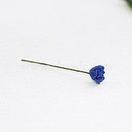 Resin Simulation Rose Model with Iron Wire, Micro Landscape Dollhouse Decoration, Pretending Prop Accessories, Blue, 60x9mm(PW-WG49153-02)