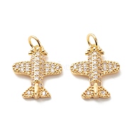 Eco-Friendly Brass Micro Pave Clear Cubic Zirconia Pendants, Lead Free & Cadmium Free, Plane, Real 18K Gold Plated, 16x13x3mm, Hole: 3.5mm(KK-G405-13G-RS)