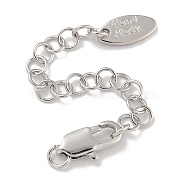 Brass Chain Extender, with Lobster Claw Clasps, Oval, Platinum, 75mm, Hole: 2.5mm(KK-P284-10P)