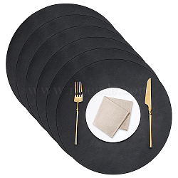PU Leather Placemat, Hot Pads, Flat Round, Black, 380x1.7mm(AJEW-WH0696-729A)