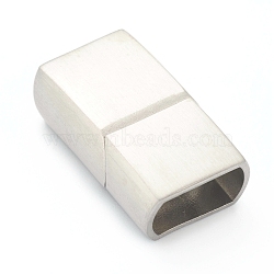 304 Stainless Steel Magnetic Clasps with Glue-in Ends, Curved Rectangle, Stainless Steel Color, 23.5x13.5x8mm, Hole: 6x11mm(STAS-B017-09P)