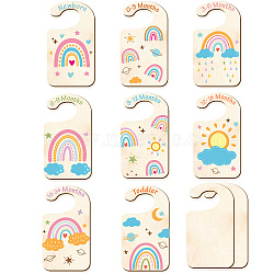 Wood Baby Closet Size Dividers, Baby Clothes Organizers, from Newborn to Toddler, Rainbow Pattern, 100x180x2.5mm, 10pcs/set(AJEW-WH0353-010)