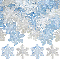 36Pcs 2 Colors Luminous Transparent Acrylic Beads, Snowflake, Glow in the Dark, with Glitter Powder, Mixed Color, 30x27.5x8mm, Hole: 1.8mm, 18pcs/color(OACR-SC0002-78)