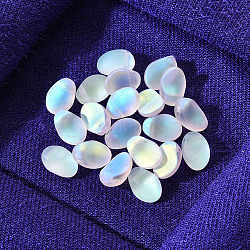 20Pcs Transparent Spray Painted Glass Charms, AB Color Plated, Frosted, Teardrop, Clear AB, 8.5x6x4.5mm, Hole: 1mm(GLAA-YW0001-06)