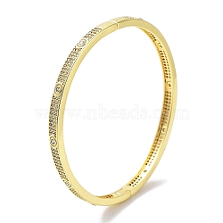 Brass Micro Pave Clear Cubic Zirconia Hinged Bangles for Women, Real 18K Gold Plated, Inner Diameter: 2-1/4 inch(5.8cm), 4.5mm(BJEW-Z061-15B)