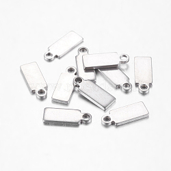 Tarnish Resistant Original Color Stamping Blank Tag Charms 304 Stainless Steel Rectangle Pendants, 11x4x0.6mm, Hole: 1.5mm(X-STAS-Q074)