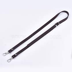 Adjustable Imitation Leather Bag Handles, with Alloy and Iron Findings, for Bag Straps Replacement Accessories, Platinum, Coconut Brown, 890~1090x14x3mm(FIND-T054-10B-P)