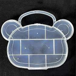 11 Compartments Bear Plastic Storage Box, Bead Containers, for Crafting, Beading, Nail Art Rhinestone, Diamond Painting, White, 18.8x15.2x1.8cm, Hole: 28mm(CON-P006-01A)