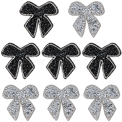 CRASPIRE 8Pcs 2 Colors Bowknot Hotfix Rhinestone Appliques, Mixed Color, 60x59x2.5mm, 4pcs/color(DIY-CP0009-66)