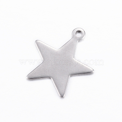 Tarnish Resistant 201 Stainless Steel Pendants, Star, Stainless Steel Color, 20x18x1mm, Hole: 1.5mm(X-STAS-D445-033)