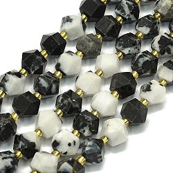 Natural Zebra Jasper Beads Strands, Faceted, Octagonal, 9~10.5x9~10.5x7.5~8.5mm, Hole: 1mm, about 36~40pcs/strand, 39~39.5cm(G-I376-A03-01)