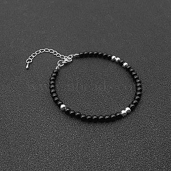 Natural Obsidian Bead Bracelet, 7-1/8 inch(18cm)(ZW6419-6)