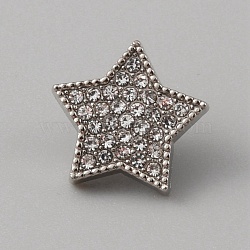 1-Hole Alloy Rhinestone Shank Buttons, Star, Platinum, 14x6.5mm, Hole: 2.4mm(BUTT-WH0020-33P)