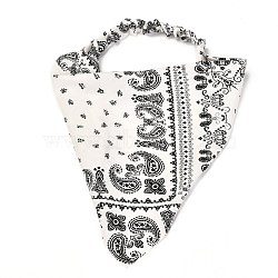 Cloth Elastic Headbands for Girls, Triangle Scarf Hair Accessories, Flower with Paisley Patterns, White, 278x245x2mm, Inner Diameter: 110mm(OHAR-G011-03A)