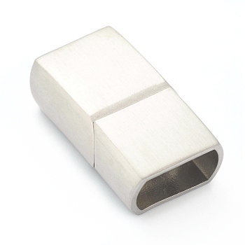 304 Stainless Steel Magnetic Clasps with Glue-in Ends, Curved Rectangle, Stainless Steel Color, 23.5x13.5x8mm, Hole: 6x11mm