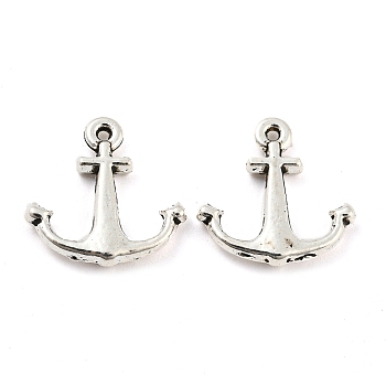 Alloy Charms, Cadmium Free & Lead Free, Anchor, Antique Silver, 14.5x14x2mm, Hole: 0.8mm, about 1111pcs/1000g