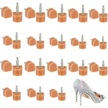 SUPERFINDINGS 36 Pairs 18 Style Rubber & Iron High Heeled Shoes Replacement Tips, Shoe Repair Dowels, U-shape, Goldenrod, 17~19.5x7.5~12x7.5~12.5mm, Pin: 2.5~3mm, 2 pairs/style