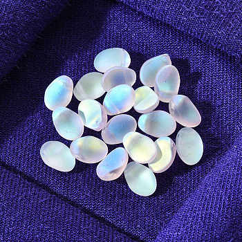 20Pcs Transparent Spray Painted Glass Charms, AB Color Plated, Frosted, Teardrop, Clear AB, 8.5x6x4.5mm, Hole: 1mm