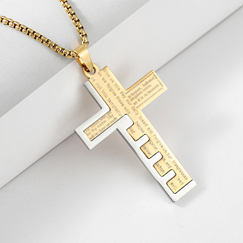 Stainless Steel Cross Pendant Snake Bone Chain Titanium Necklace Jewelry.