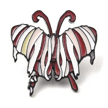Black Alloy Brooches, Butterfly Enamel Pins for Women, Dark Red, 31x31.5x2mm