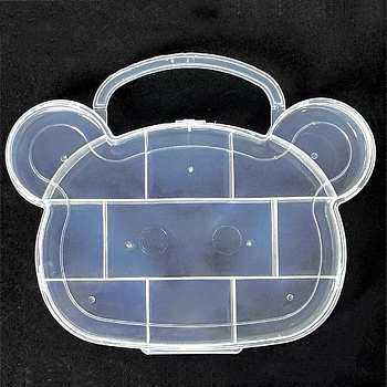 11 Compartments Bear Plastic Storage Box, Bead Containers, for Crafting, Beading, Nail Art Rhinestone, Diamond Painting, White, 18.8x15.2x1.8cm, Hole: 28mm