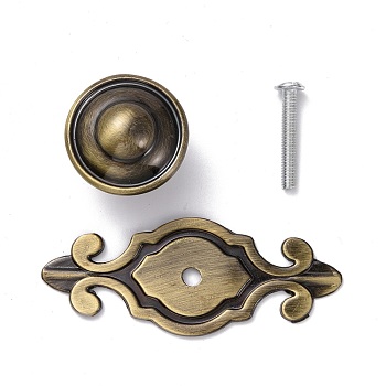 Vintage Alloy Cabinet Door Knobs, Kitchen Drawer Pulls Cabinet Handles, with Iron Screws, Antique Bronze, 74x29x2mm